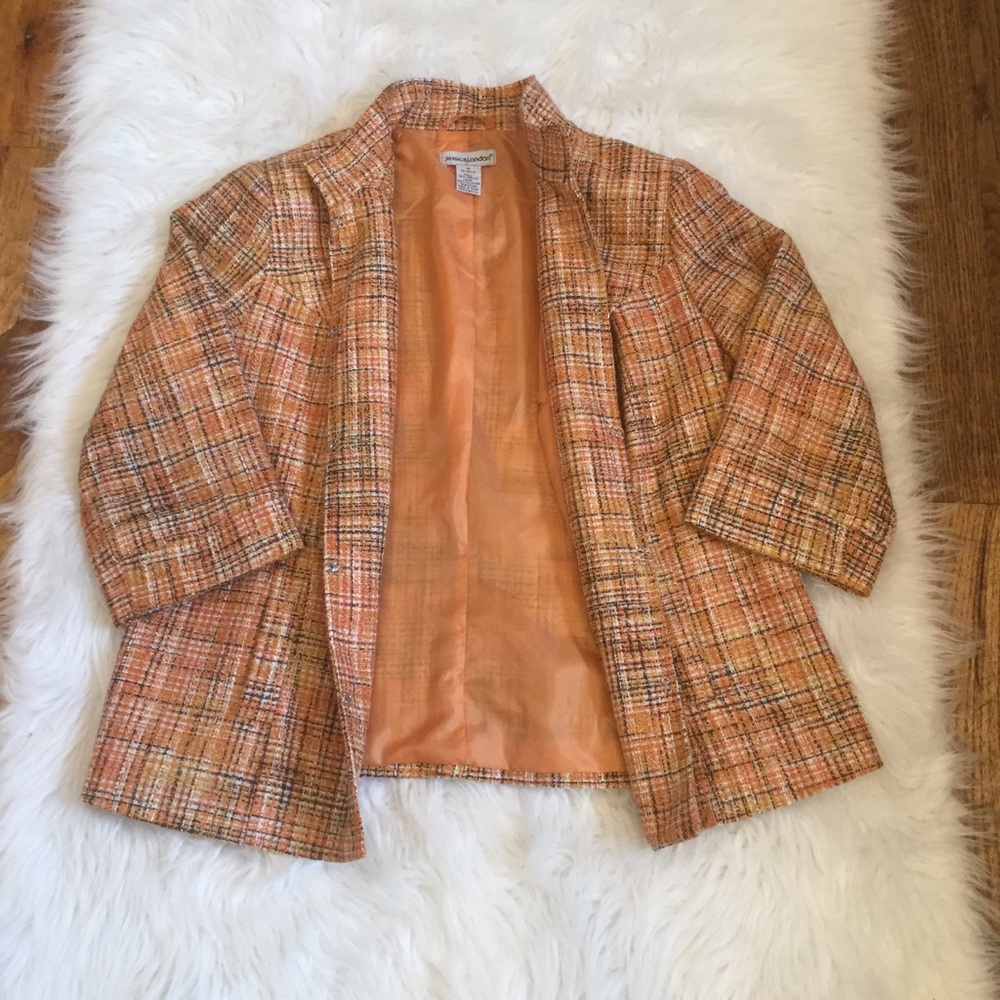 Jessica London Multicolor Tweed Blazer Size 12